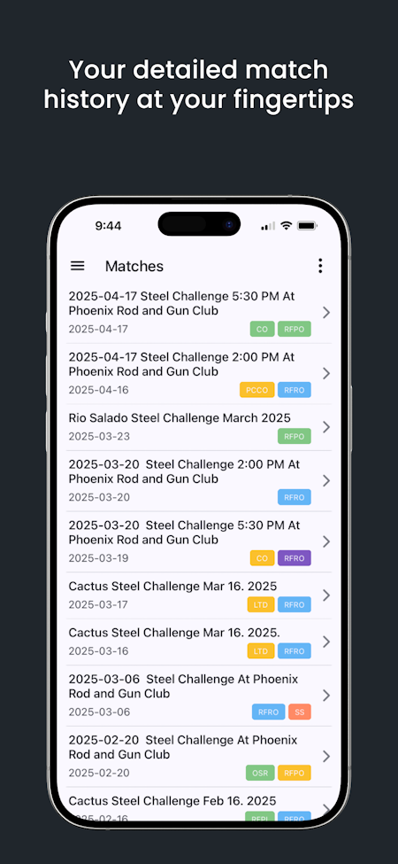 Matches screen