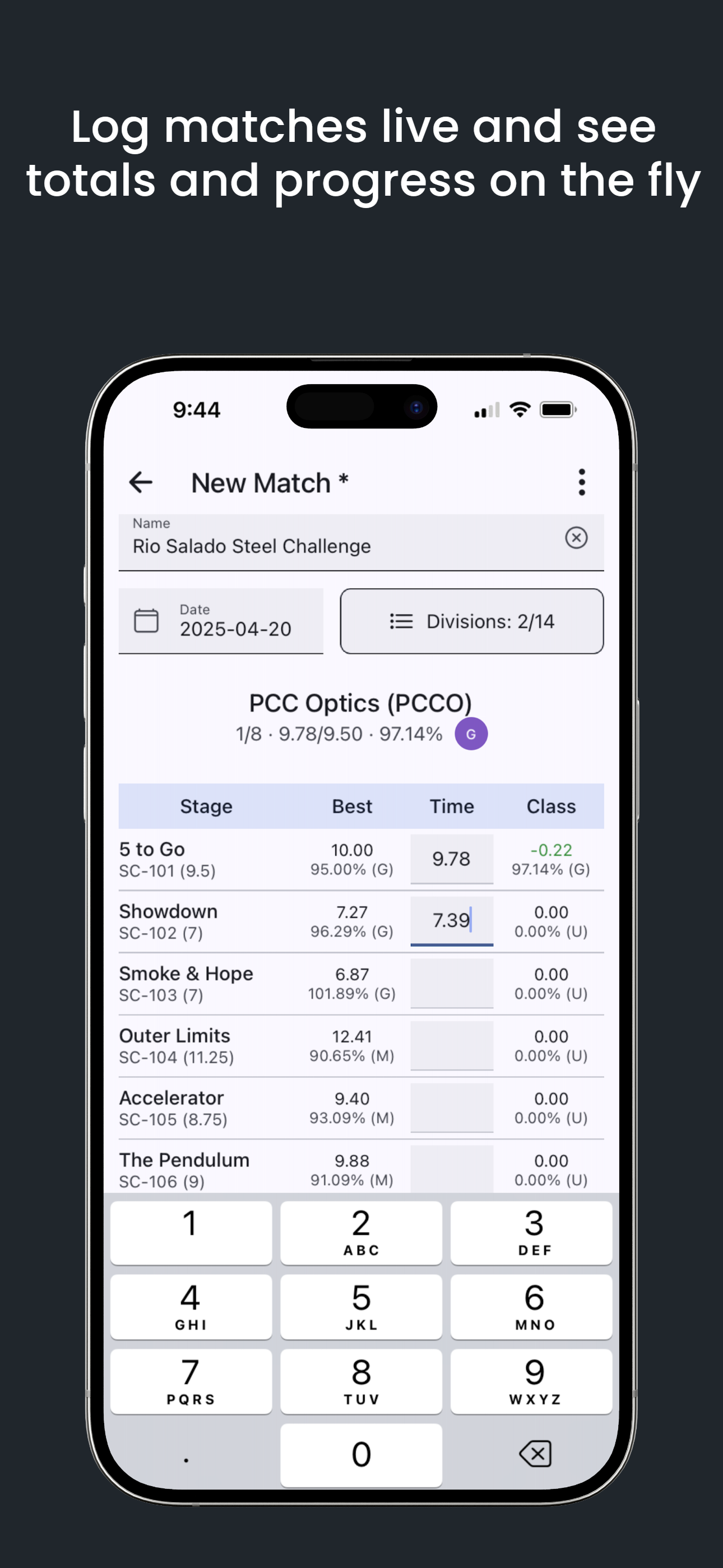 New match screen